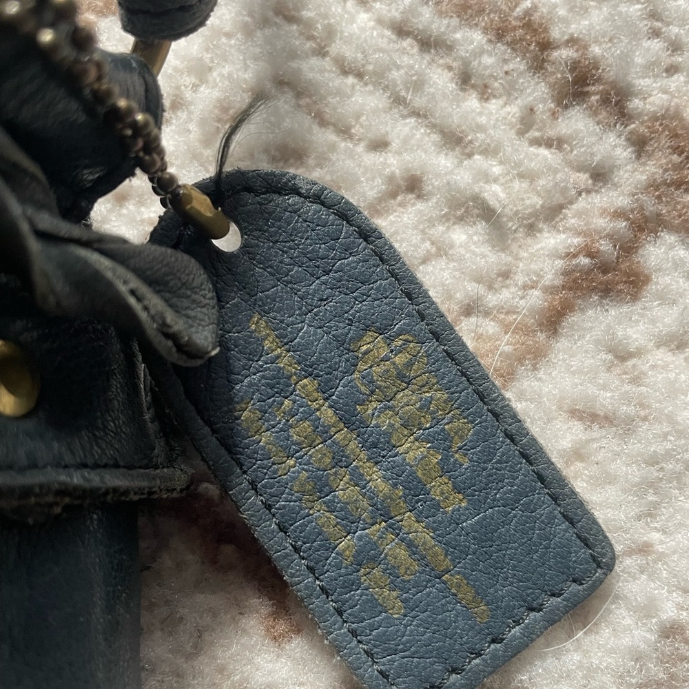 VTG Down Home Leather Deep Blue 100% Leather Shoulder Crossbody Bag Camera Style - Picture 12 of 12